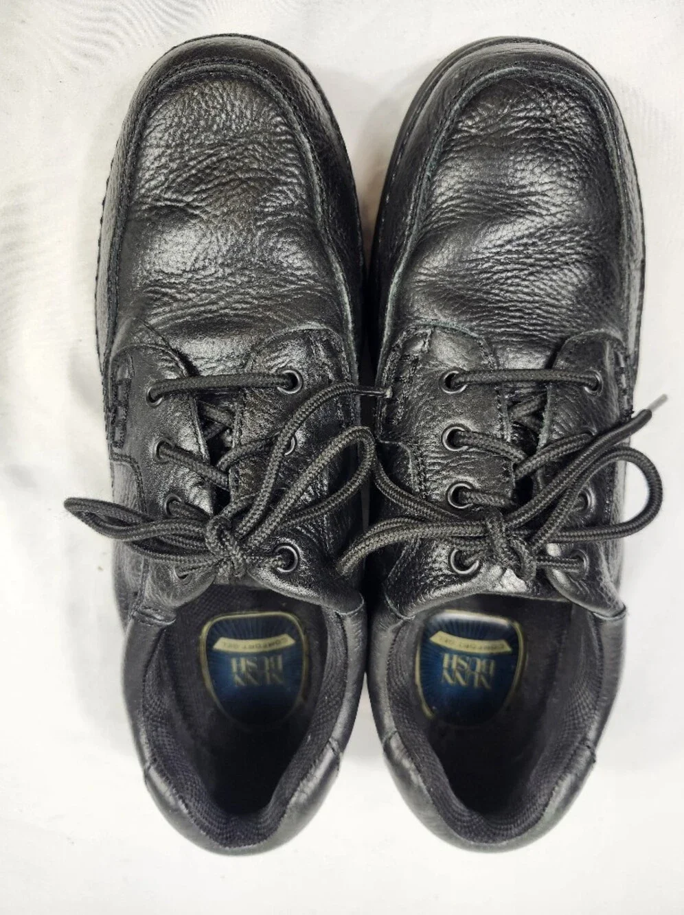 Nunn Bush Mens 12 M Black Leather Comfort Gel Lace-Up Oxfords